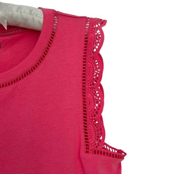 NEW LILLY PULITZER Agee Tank Top Eyelet Ladder Lace Detail Hot Pink Size Large - Picture 4 of 7